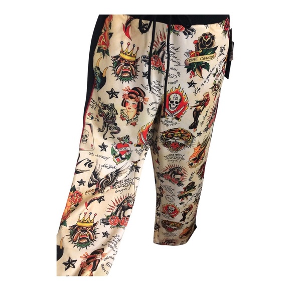 Ed Hardy Y2K throwback iconic Ed Hardy graphic print multi Track Pants size S - Picture 3 of 13